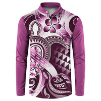 Aloha Pink Tribal Honu Tattoo Button Sweatshirt LT9 Pink - Polynesian Pride