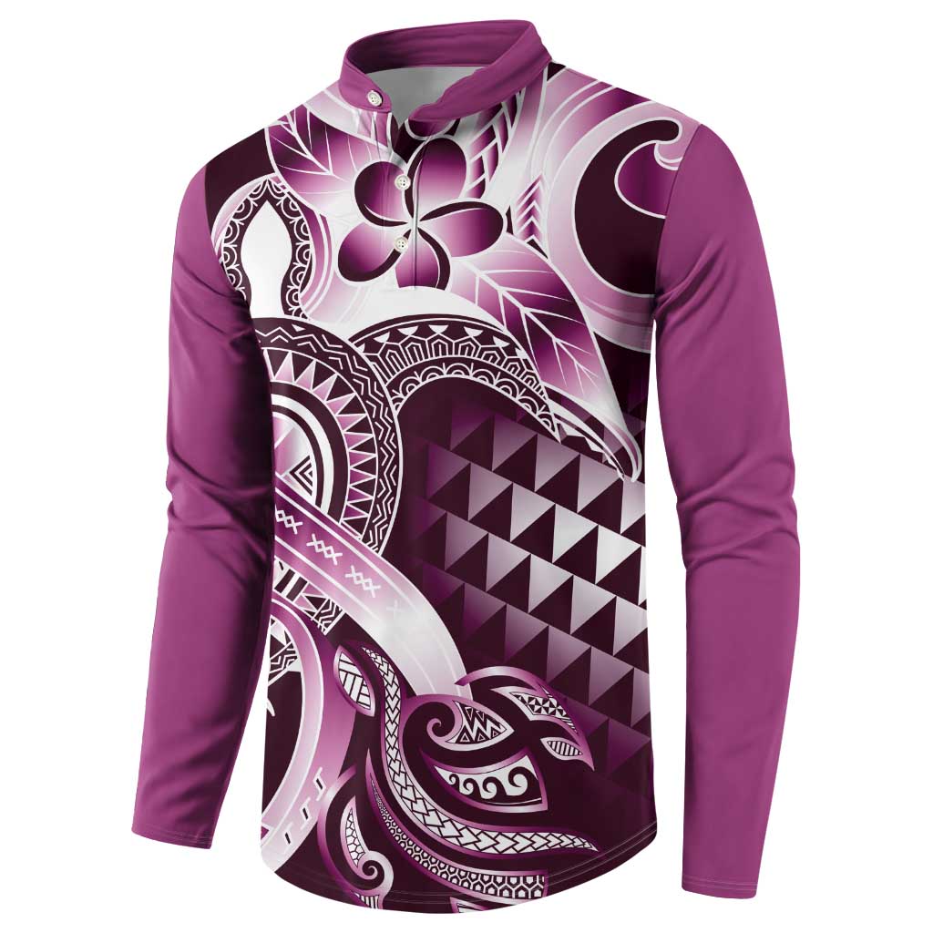 Aloha Pink Tribal Honu Tattoo Button Sweatshirt LT9 - Polynesian Pride
