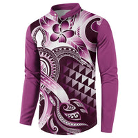 Aloha Pink Tribal Honu Tattoo Button Sweatshirt LT9 - Polynesian Pride