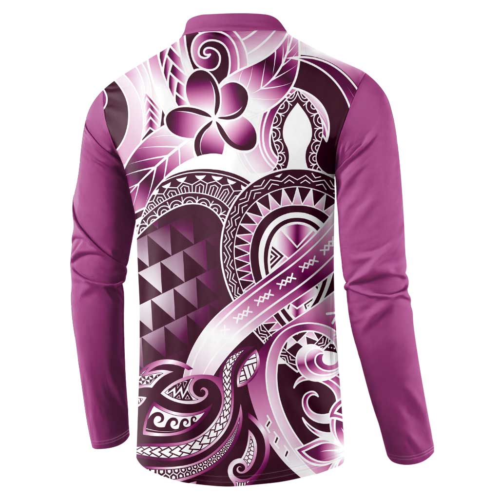 Aloha Pink Tribal Honu Tattoo Button Sweatshirt LT9 - Polynesian Pride