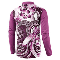 Aloha Pink Tribal Honu Tattoo Button Sweatshirt LT9 - Polynesian Pride