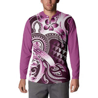 Aloha Pink Tribal Honu Tattoo Button Sweatshirt LT9 - Polynesian Pride