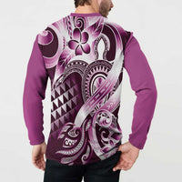 Aloha Pink Tribal Honu Tattoo Button Sweatshirt LT9 - Polynesian Pride