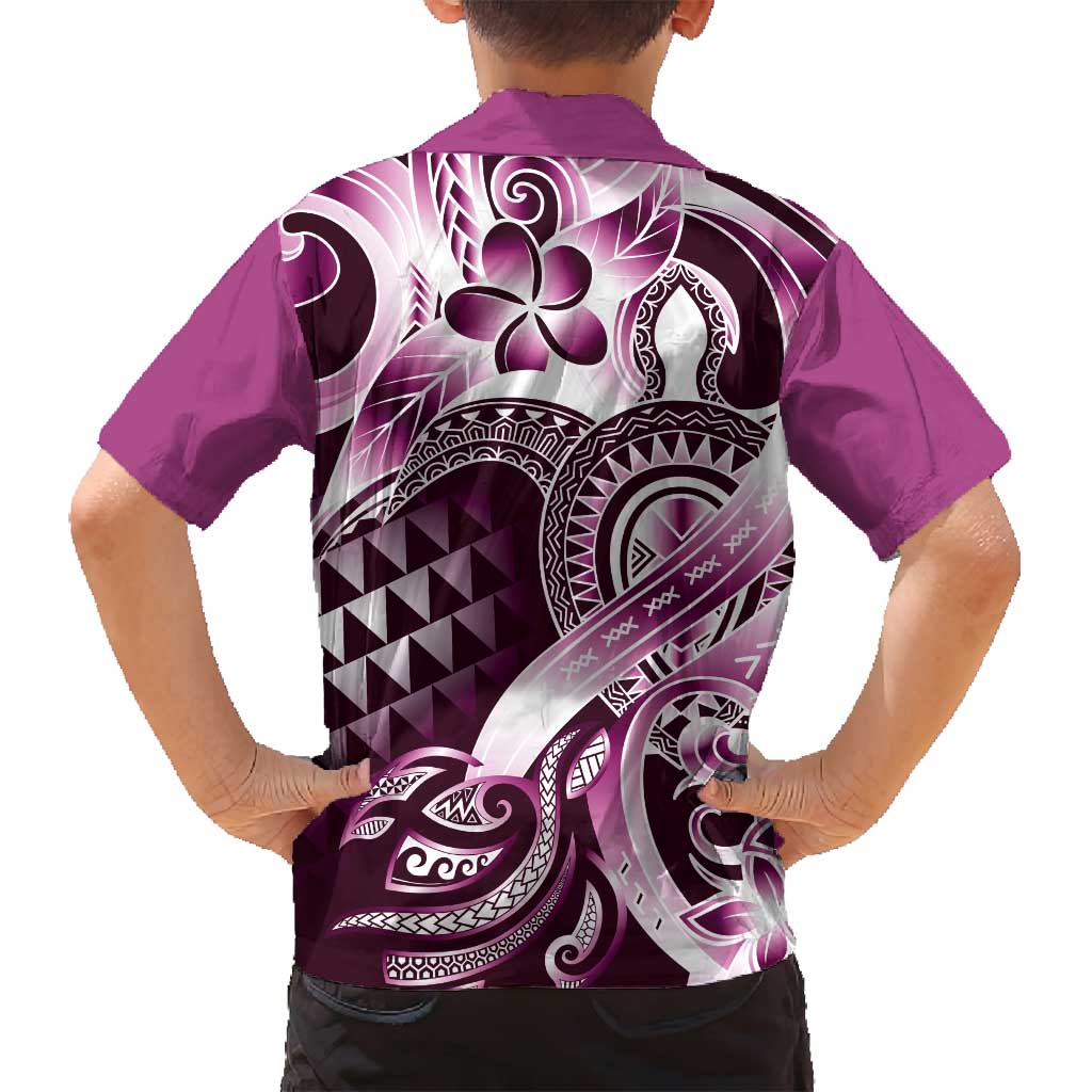 Aloha Pink Tribal Honu Tattoo Family Matching Puletasi and Hawaiian Shirt LT9 - Polynesian Pride