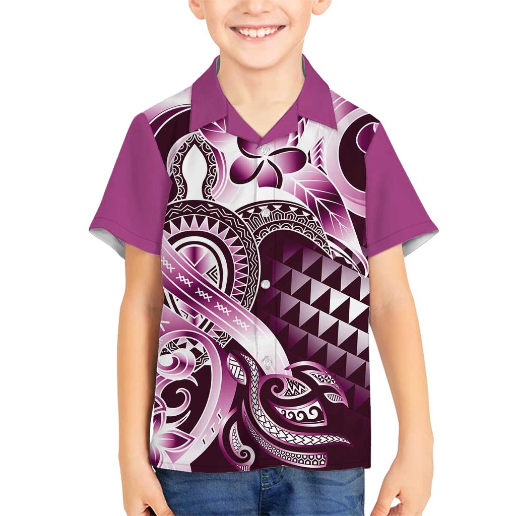 Aloha Pink Tribal Honu Tattoo Family Matching Puletasi and Hawaiian Shirt LT9 Son's Shirt Pink - Polynesian Pride
