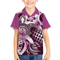 Aloha Pink Tribal Honu Tattoo Family Matching Puletasi and Hawaiian Shirt LT9 Son's Shirt Pink - Polynesian Pride