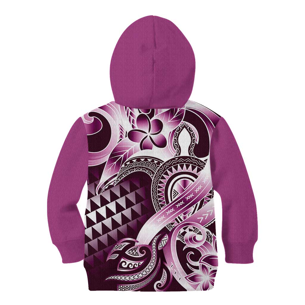 Aloha Pink Tribal Honu Tattoo Kid Hoodie