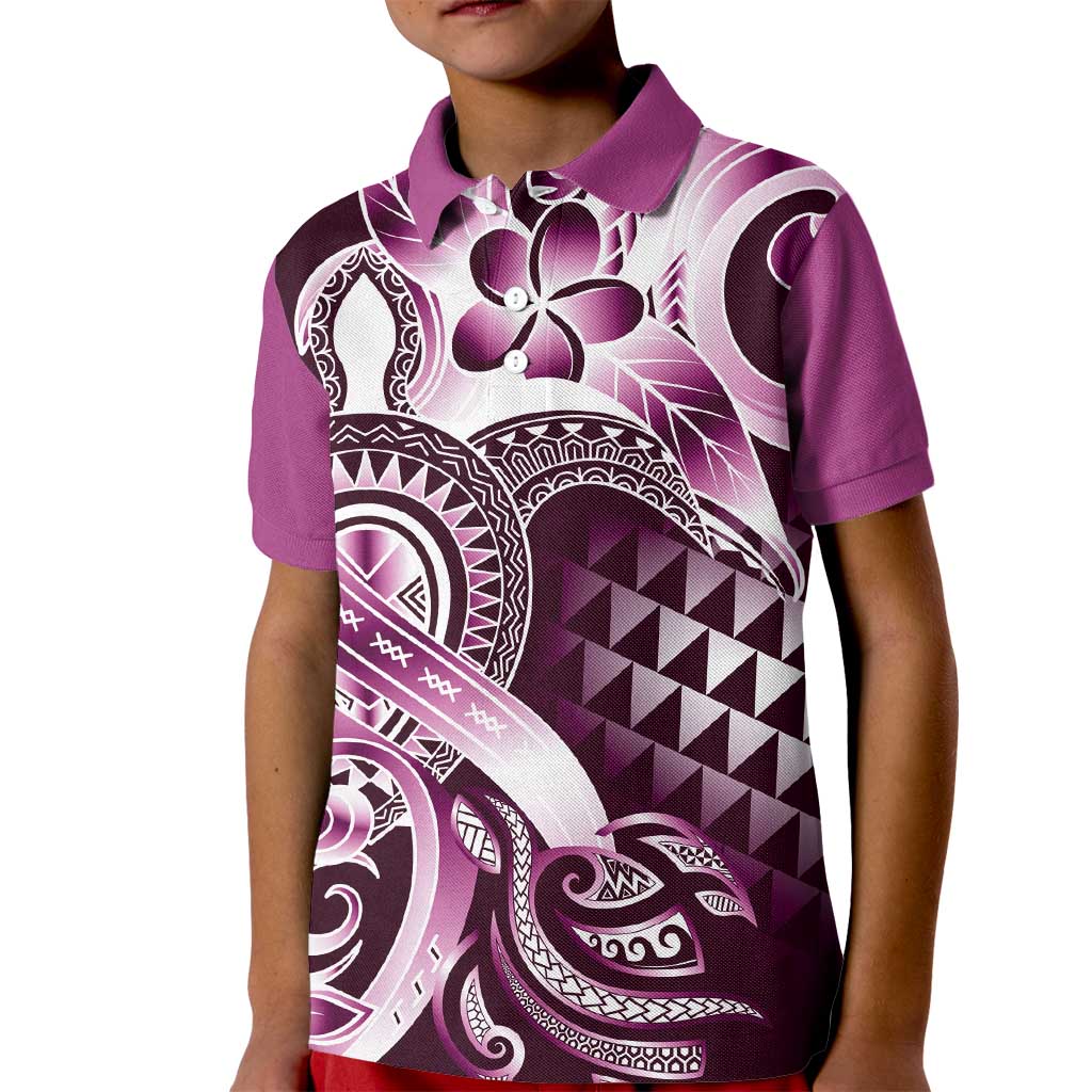 Aloha Pink Tribal Honu Tattoo Kid Polo Shirt LT9 Kid Pink - Polynesian Pride