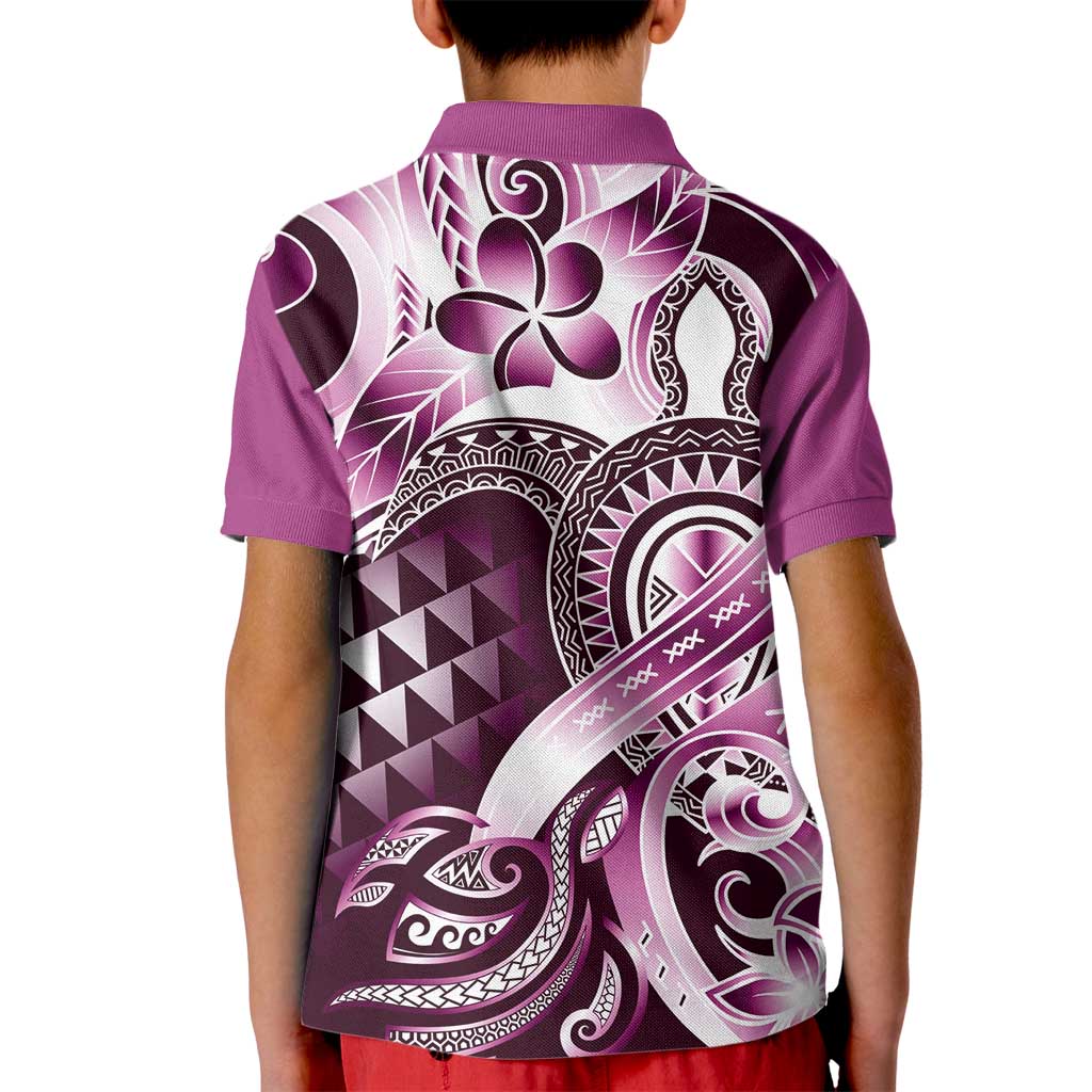 Aloha Pink Tribal Honu Tattoo Kid Polo Shirt LT9 - Polynesian Pride