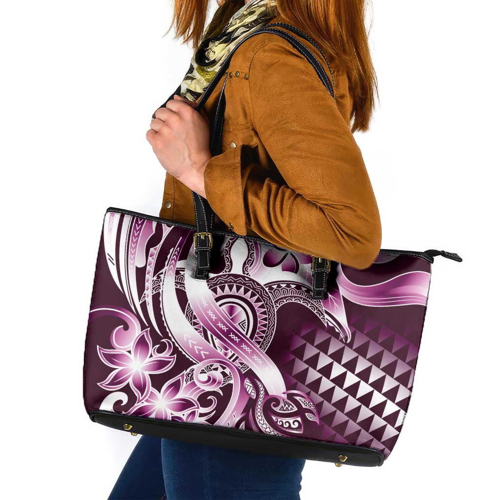 Aloha Pink Tribal Honu Tattoo Leather Tote Bag LT9 Pink - Polynesian Pride