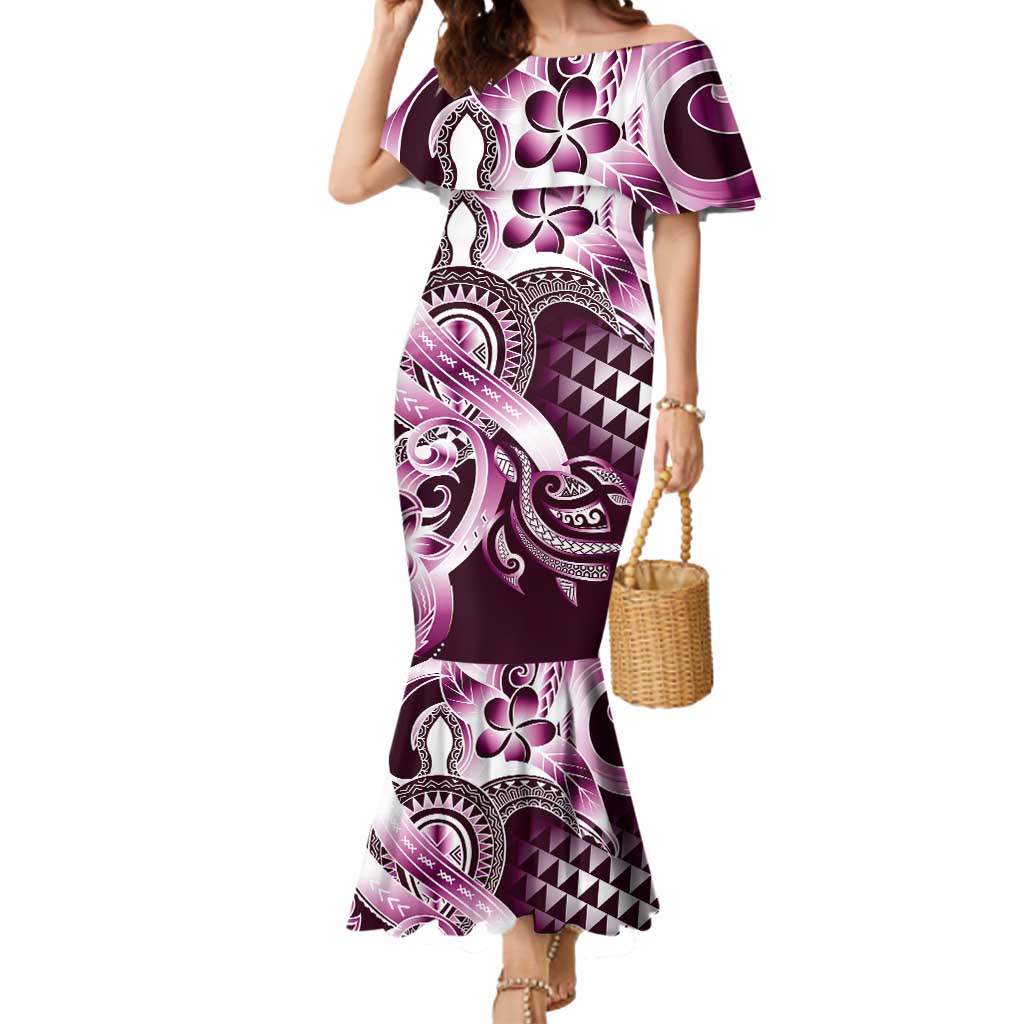 Aloha Pink Tribal Honu Tattoo Mermaid Dress LT9 Women Pink - Polynesian Pride