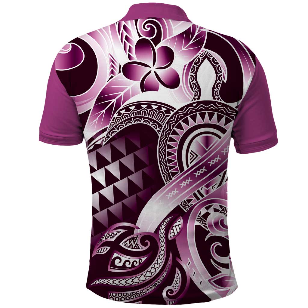 Aloha Pink Tribal Honu Tattoo Polo Shirt