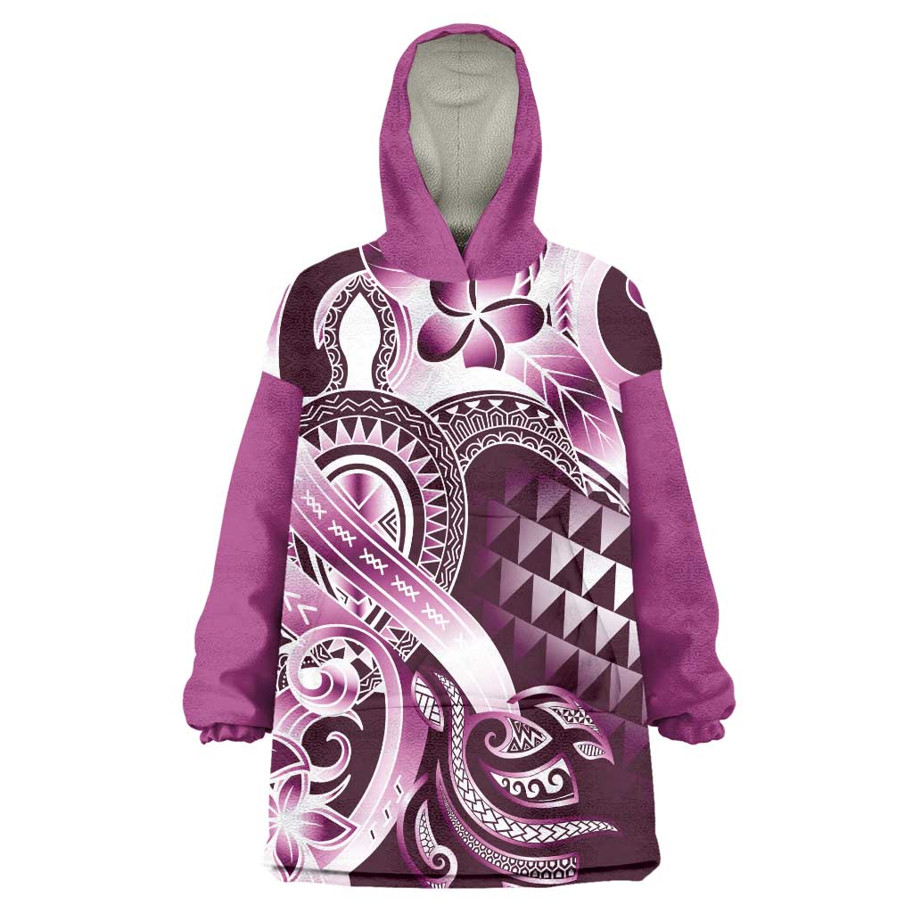 Aloha Pink Tribal Honu Tattoo Wearable Blanket Hoodie