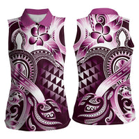 Aloha Pink Tribal Honu Tattoo Women Sleeveless Polo Shirt LT9 - Polynesian Pride