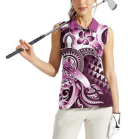 Aloha Pink Tribal Honu Tattoo Women Sleeveless Polo Shirt LT9 - Polynesian Pride
