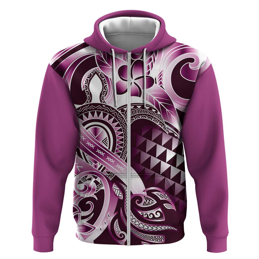 Aloha Pink Tribal Honu Tattoo Zip Hoodie