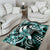 Aloha Turquoise Tribal Honu Tattoo Area Rug