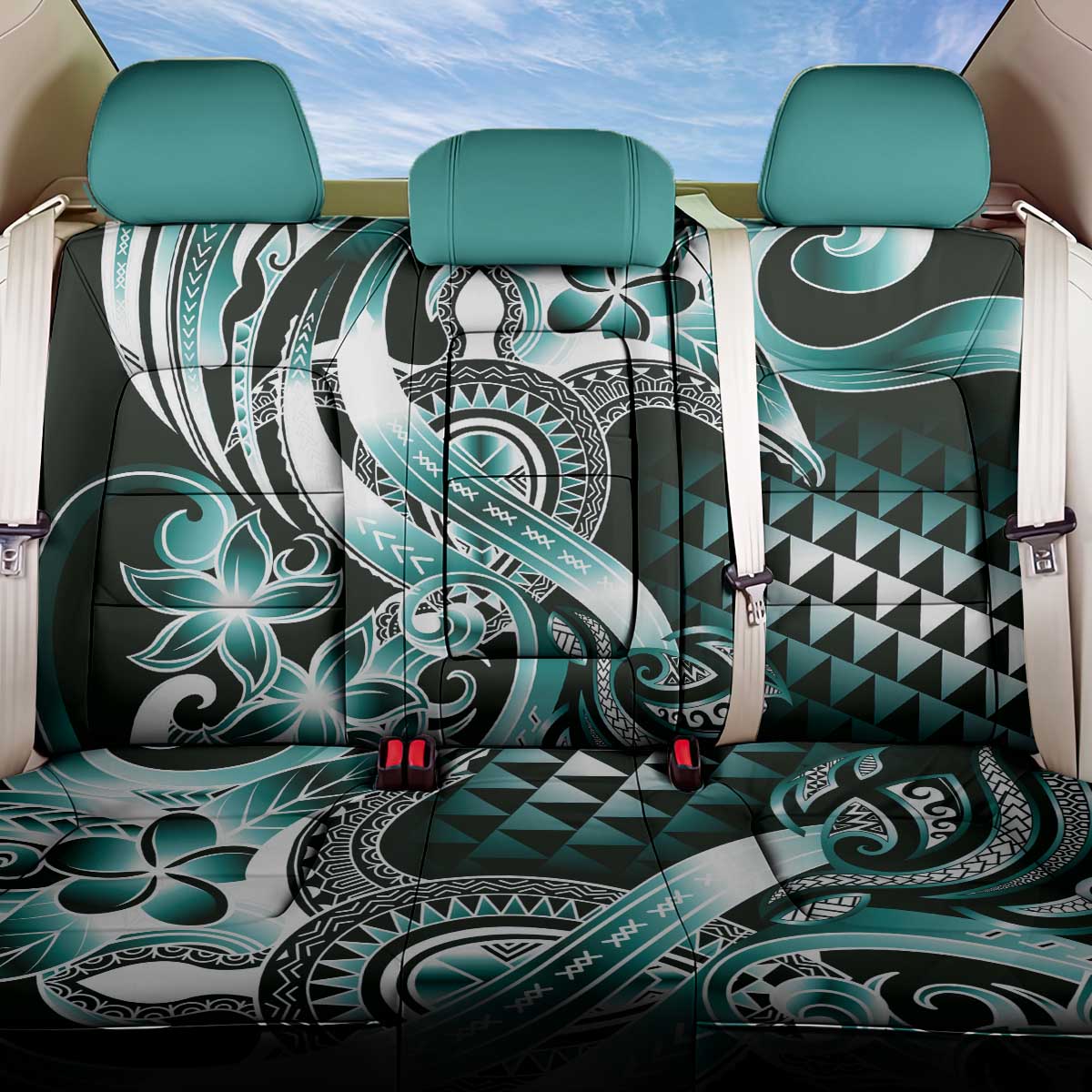 Aloha Turquoise Tribal Honu Tattoo Back Car Seat Cover