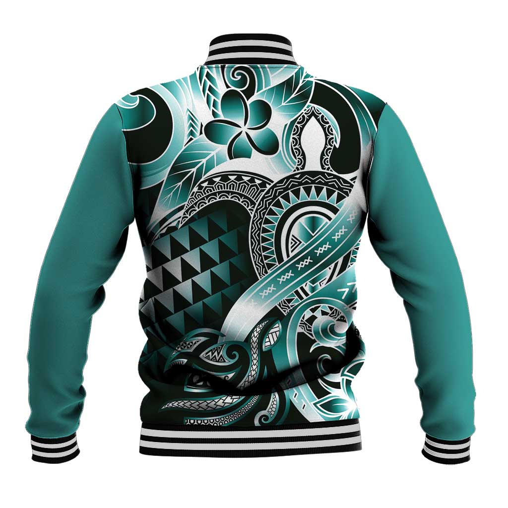 Aloha Turquoise Tribal Honu Tattoo Baseball Jacket