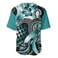 Aloha Turquoise Tribal Honu Tattoo Baseball Jersey LT9 - Polynesian Pride