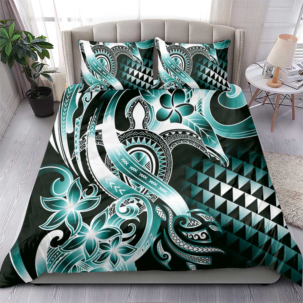 Aloha Turquoise Tribal Honu Tattoo Bedding Set