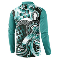 Aloha Turquoise Tribal Honu Tattoo Button Sweatshirt LT9 - Polynesian Pride