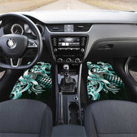 Aloha Turquoise Tribal Honu Tattoo Car Mats LT9 Set 2pcs - Front Turquoise - Polynesian Pride