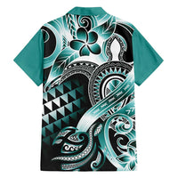 Aloha Turquoise Tribal Honu Tattoo Family Matching Puletasi and Hawaiian Shirt LT9 - Polynesian Pride