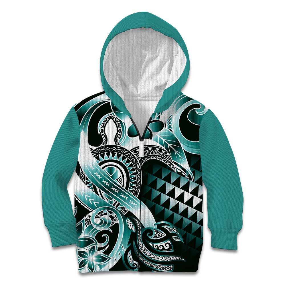 Aloha Turquoise Tribal Honu Tattoo Kid Hoodie