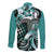 Aloha Turquoise Tribal Honu Tattoo Long Sleeve Button Shirt