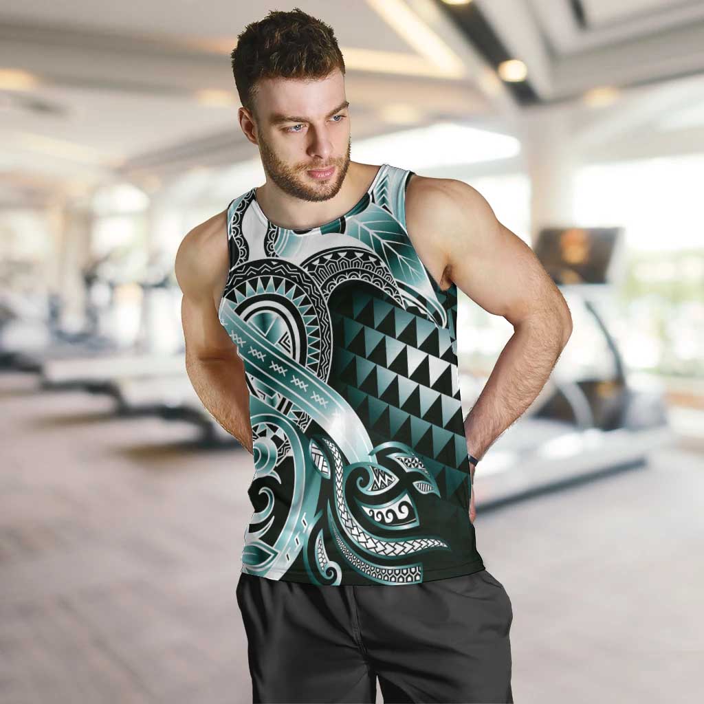 Aloha Turquoise Tribal Honu Tattoo Men Tank Top