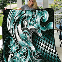 Aloha Turquoise Tribal Honu Tattoo Quilt LT9 Turquoise - Polynesian Pride