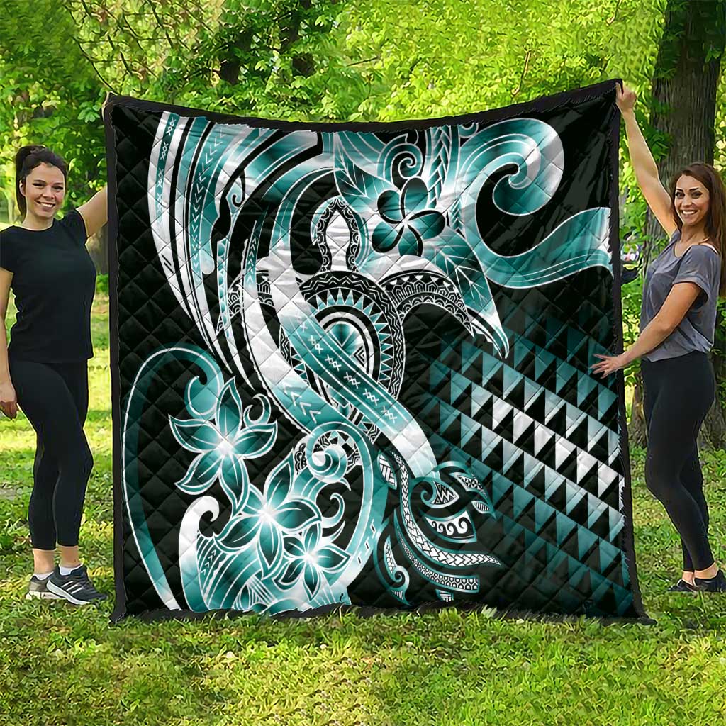 Aloha Turquoise Tribal Honu Tattoo Quilt LT9 - Polynesian Pride