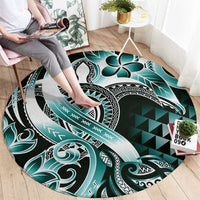 Aloha Turquoise Tribal Honu Tattoo Round Carpet