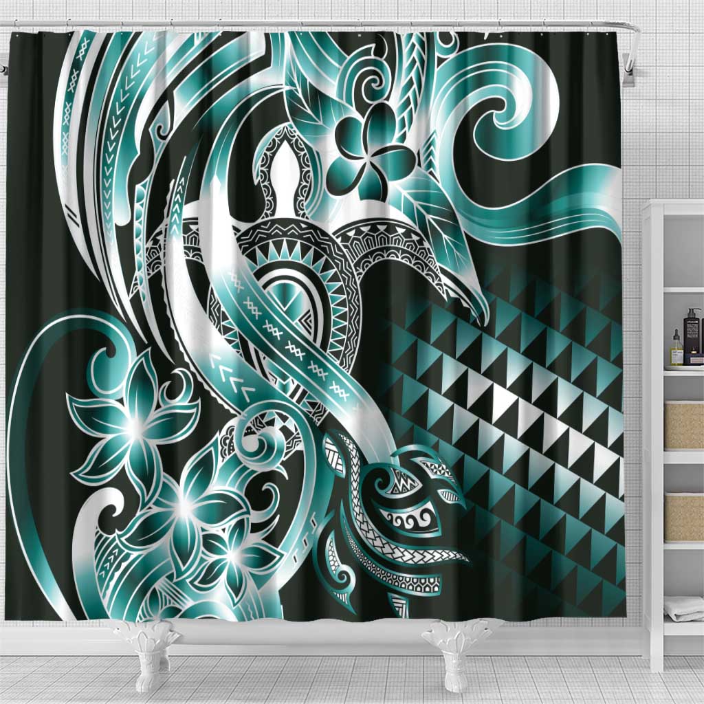 Aloha Turquoise Tribal Honu Tattoo Shower Curtain