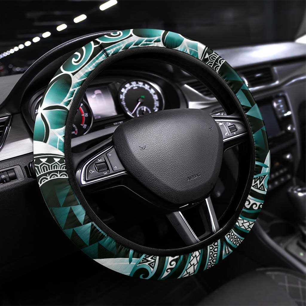 Aloha Turquoise Tribal Honu Tattoo Steering Wheel Cover