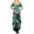 Aloha Turquoise Tribal Honu Tattoo Summer Maxi Dress