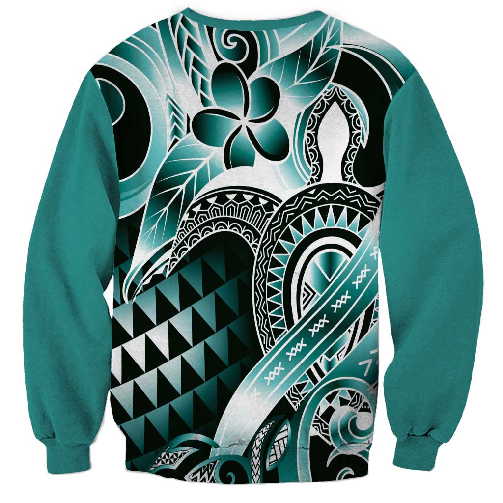 Aloha Turquoise Tribal Honu Tattoo Sweatshirt