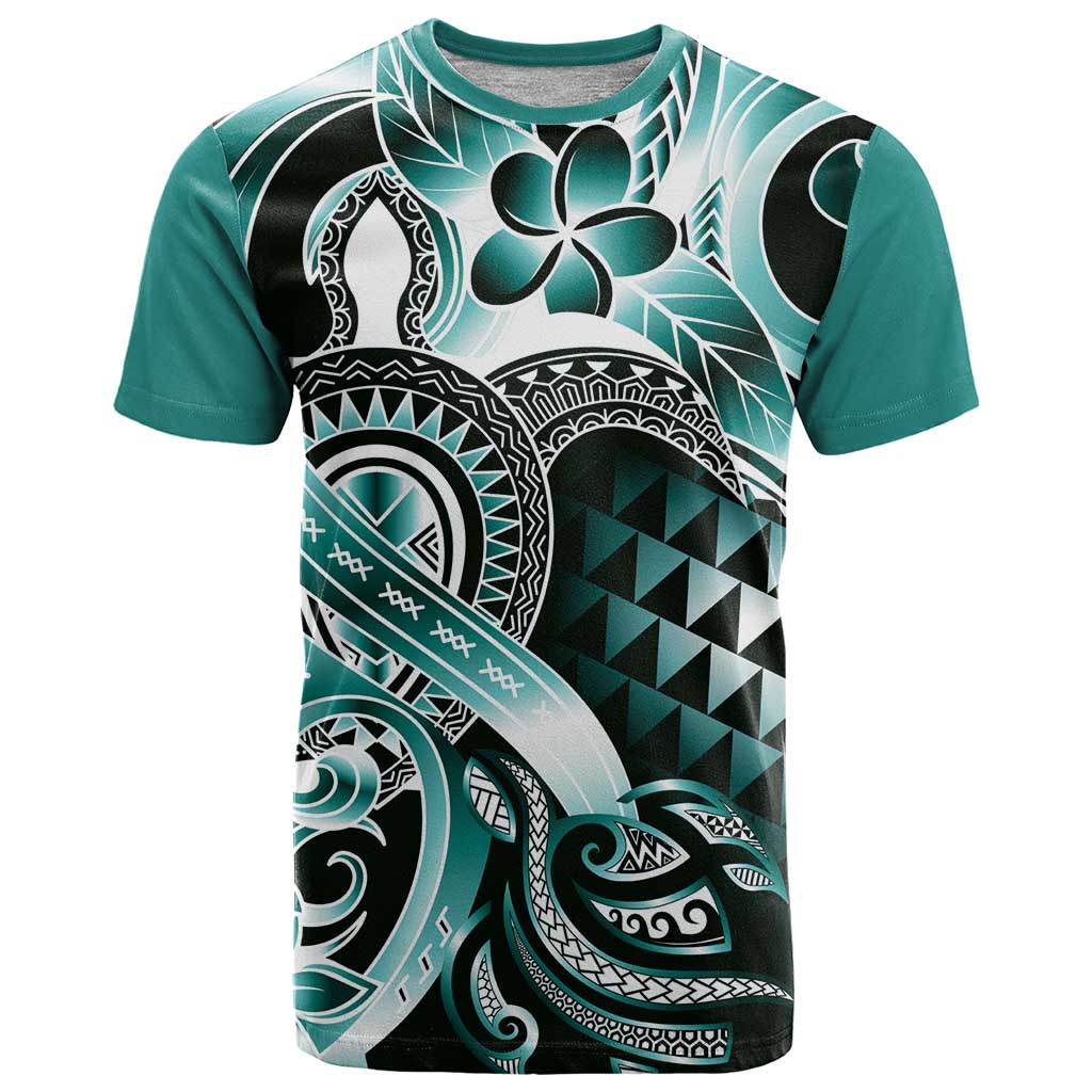 Aloha Turquoise Tribal Honu Tattoo T Shirt LT9 Turquoise - Polynesian Pride
