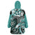 Aloha Turquoise Tribal Honu Tattoo Wearable Blanket Hoodie