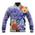 Personalised Chuuk States Humpback Whale Baseball Jacket Polynesian Tropical Flowers