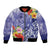 Personalised Chuuk States Humpback Whale Bomber Jacket Polynesian Tropical Flowers