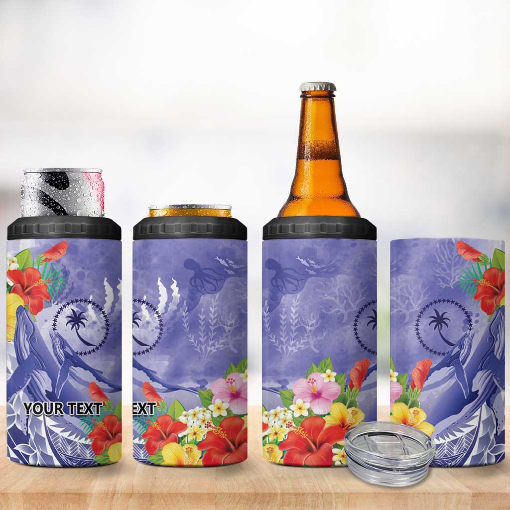 Personalised Chuuk States Humpback Whale 4 in 1 Can Cooler Tumbler Polynesian Tropical Flowers LT9 - Polynesian Pride