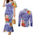 Personalised Chuuk States Humpback Whale Couples Matching Mermaid Dress and Long Sleeve Button Shirt Polynesian Tropical Flowers