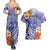 Personalised Chuuk States Humpback Whale Couples Matching Summer Maxi Dress and Hawaiian Shirt Polynesian Tropical Flowers