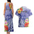 Personalised Chuuk States Humpback Whale Couples Matching Tank Maxi Dress and Hawaiian Shirt Polynesian Tropical Flowers