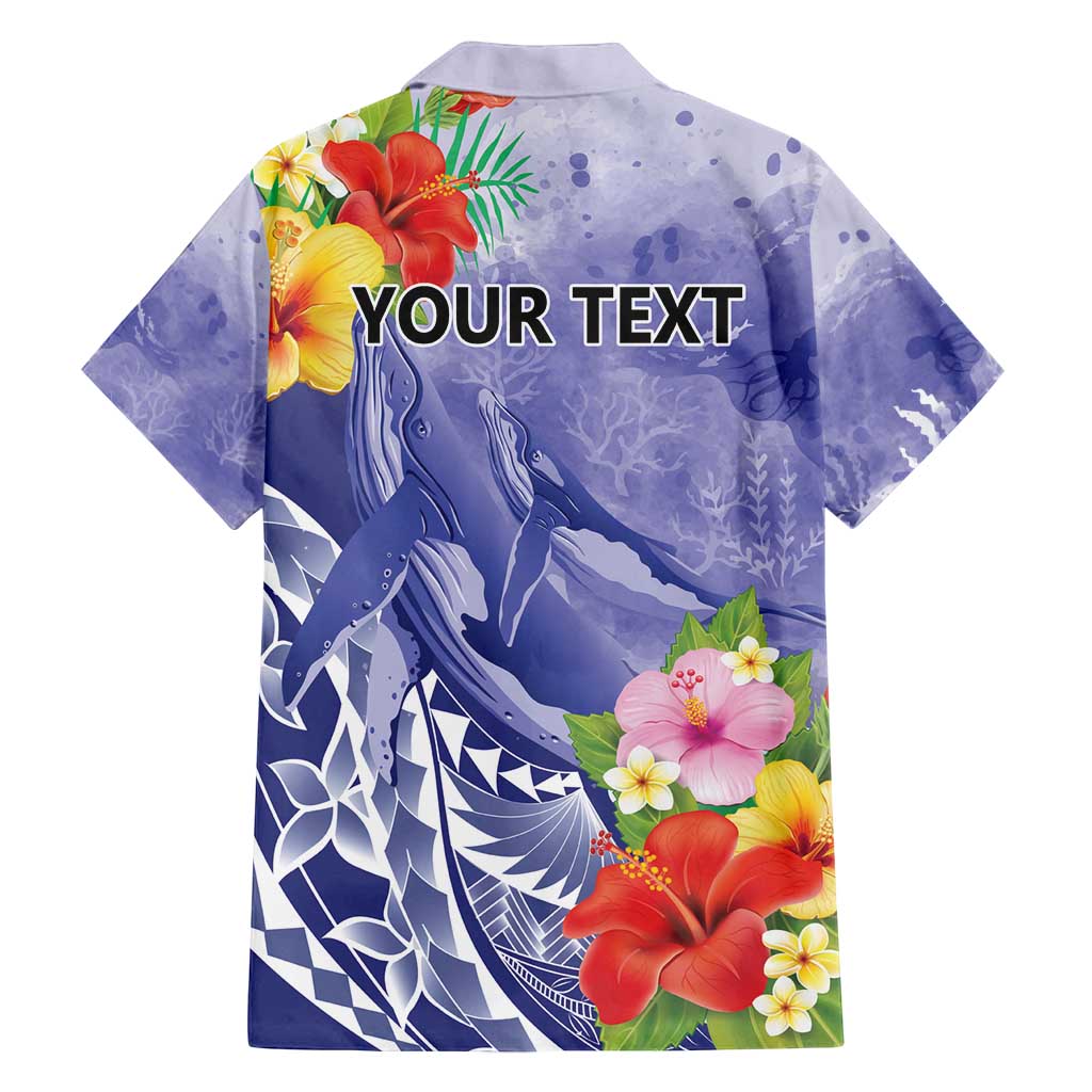 Personalised Chuuk States Humpback Whale Family Matching Long Sleeve Bodycon Dress and Hawaiian Shirt Polynesian Tropical Flowers LT9 - Polynesian Pride