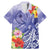 Personalised Chuuk States Humpback Whale Family Matching Mermaid Dress and Hawaiian Shirt Polynesian Tropical Flowers