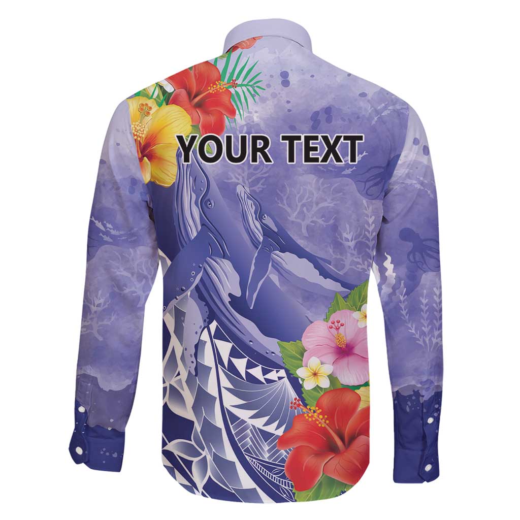 Personalised Chuuk States Humpback Whale Family Matching Mermaid Dress and Hawaiian Shirt Polynesian Tropical Flowers LT9 - Polynesian Pride
