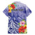 Personalised Chuuk States Humpback Whale Family Matching Off Shoulder Short Dress and Hawaiian Shirt Polynesian Tropical Flowers